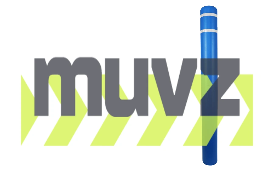 5\" x 52\" Blue Bollard Cover with Two (2) White Reflective Stripes