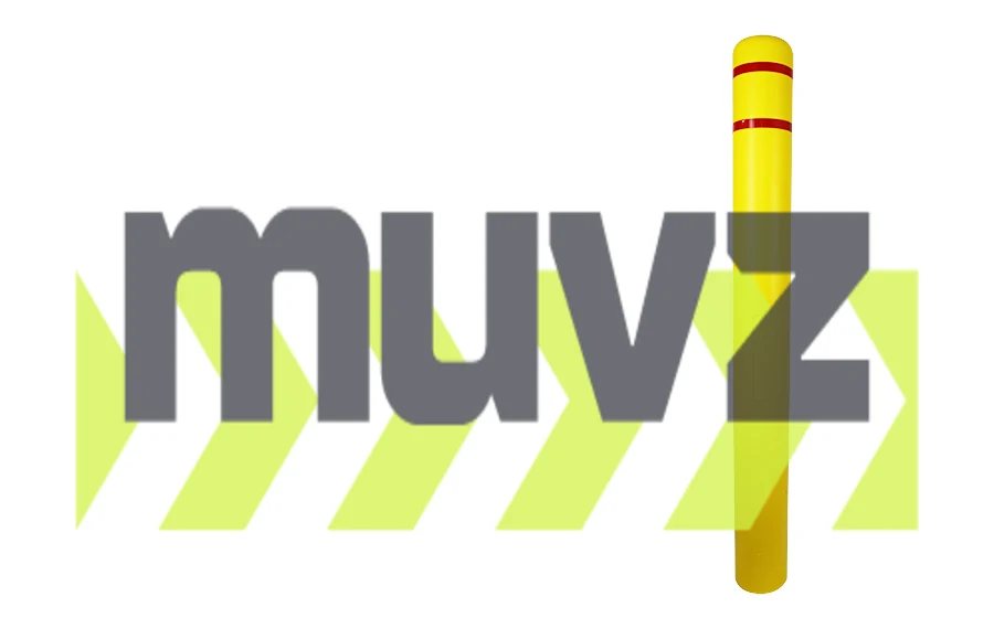 5\" x 52\" Yellow Bollard Cover with Two (2) Red Reflective Stripes