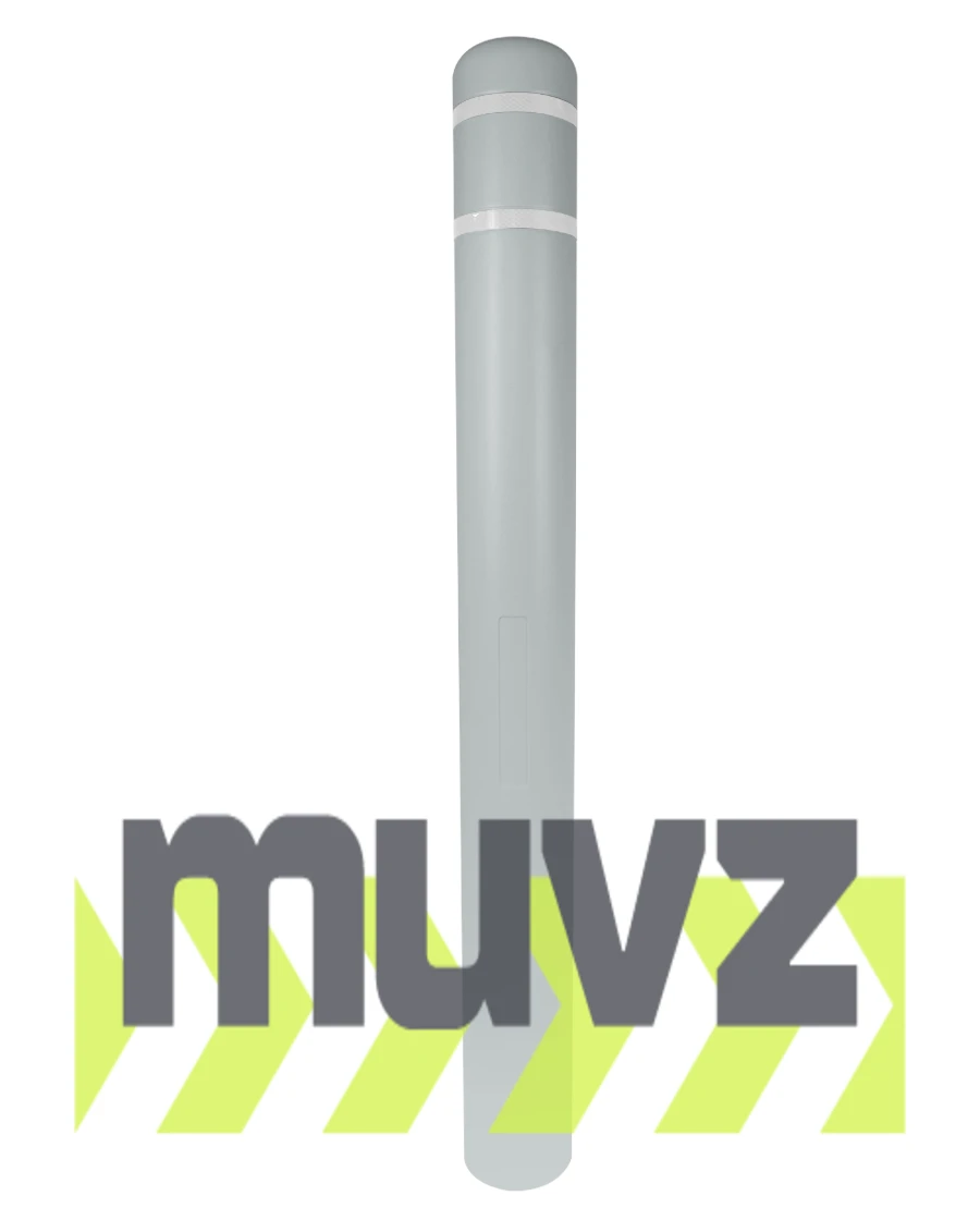 5\" x 52\" Gray Bollard Cover with Two (2) White Reflective Stripes