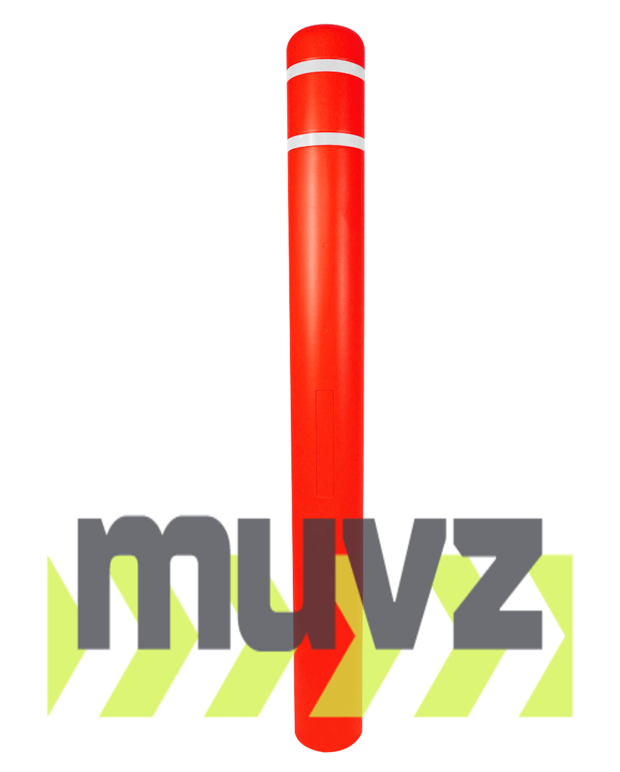 5\" x 52\" Red Bollard Cover with Two (2) White Reflective Stripes