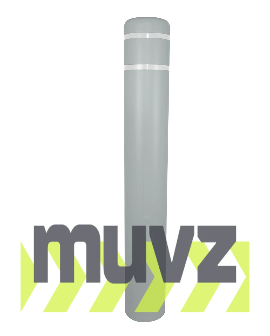 7\" x 52\" Gray Bollard Cover with Two (2) White Reflective Stripes