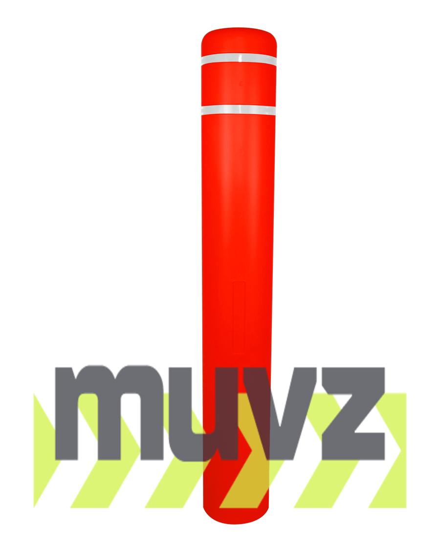 7\" x 52\" Red Bollard Cover with Two (2) White Reflective Stripes
