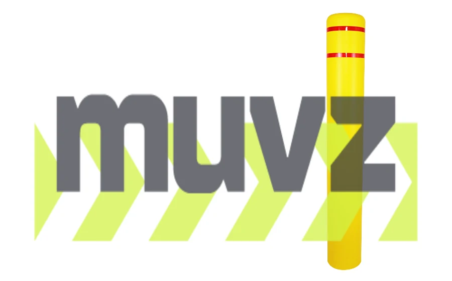 7\" x 52\" Yellow Bollard Cover with Two (2) Red Reflective Stripes