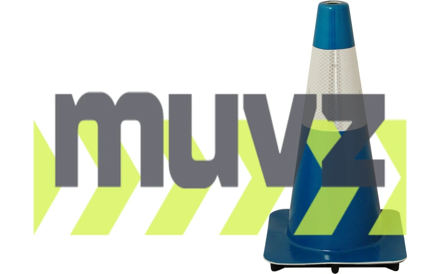 Blue 18\" Flow Molded Traffic Cone w/6\" Reflective Collar