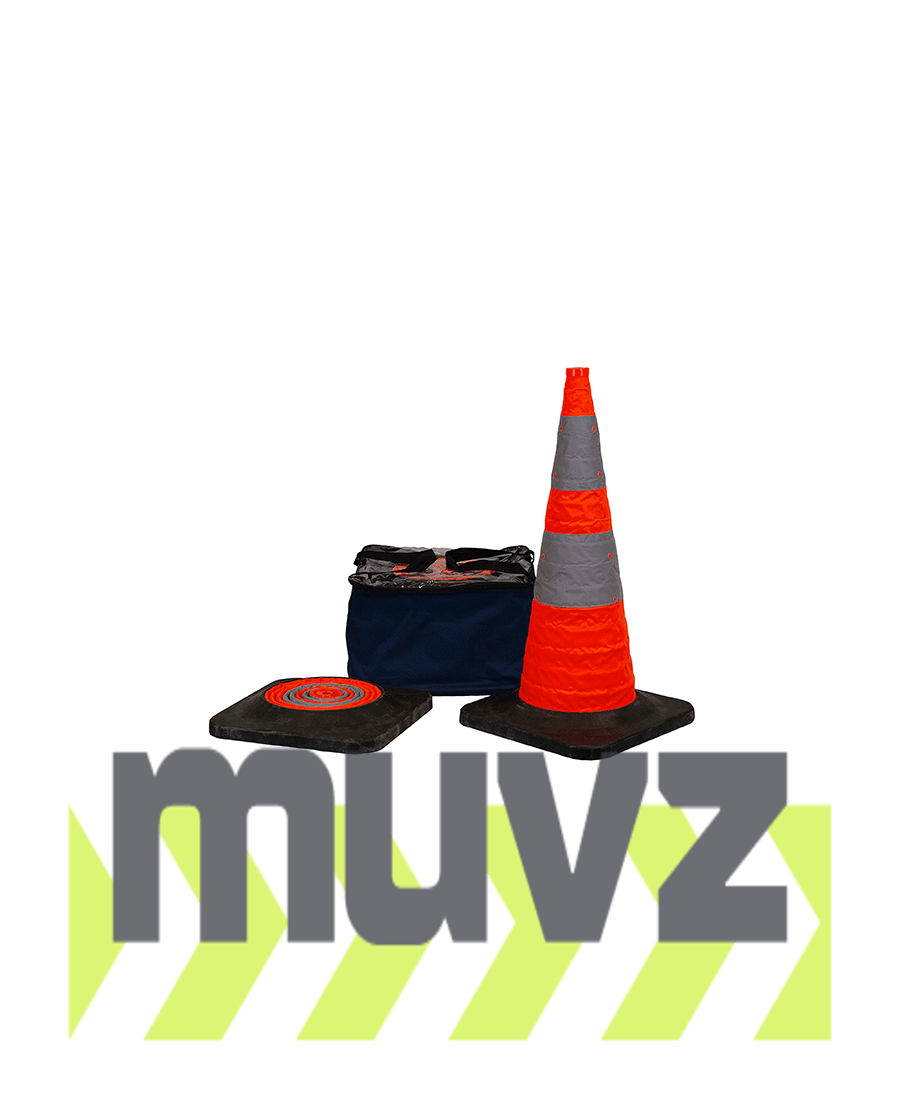 30\" Collapsible Cone Kit (5 Cones) with two (2) Reflective Collars and Heavy Duty Rubber Base