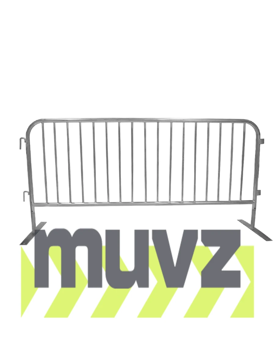 7\u0027 (84\") Long x 42\" Tall, Galvanized Steel Crowd Control Barricade with Flat Feet