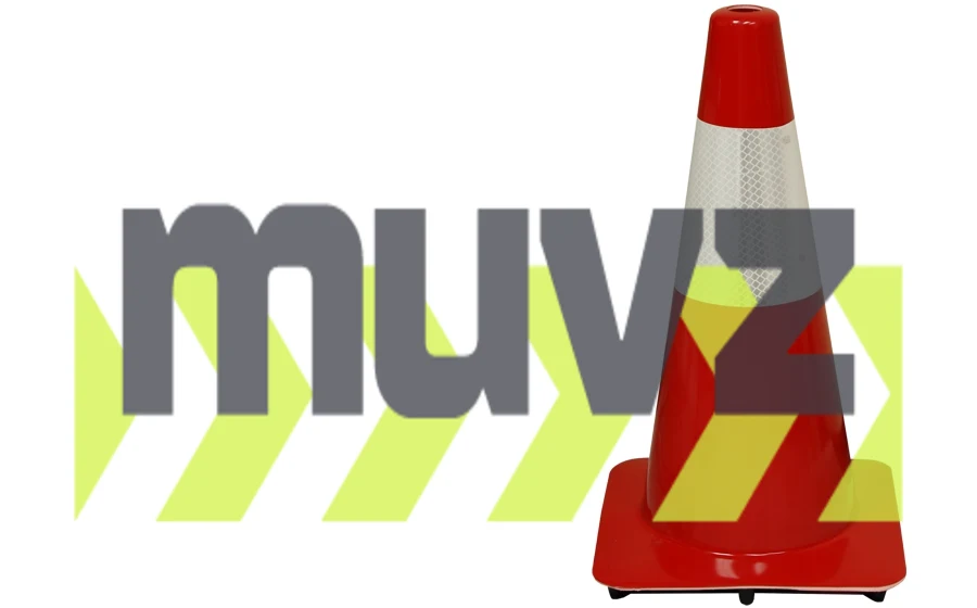 Red 18\" Flow Molded Traffic Cone w/6\" Reflective Collar