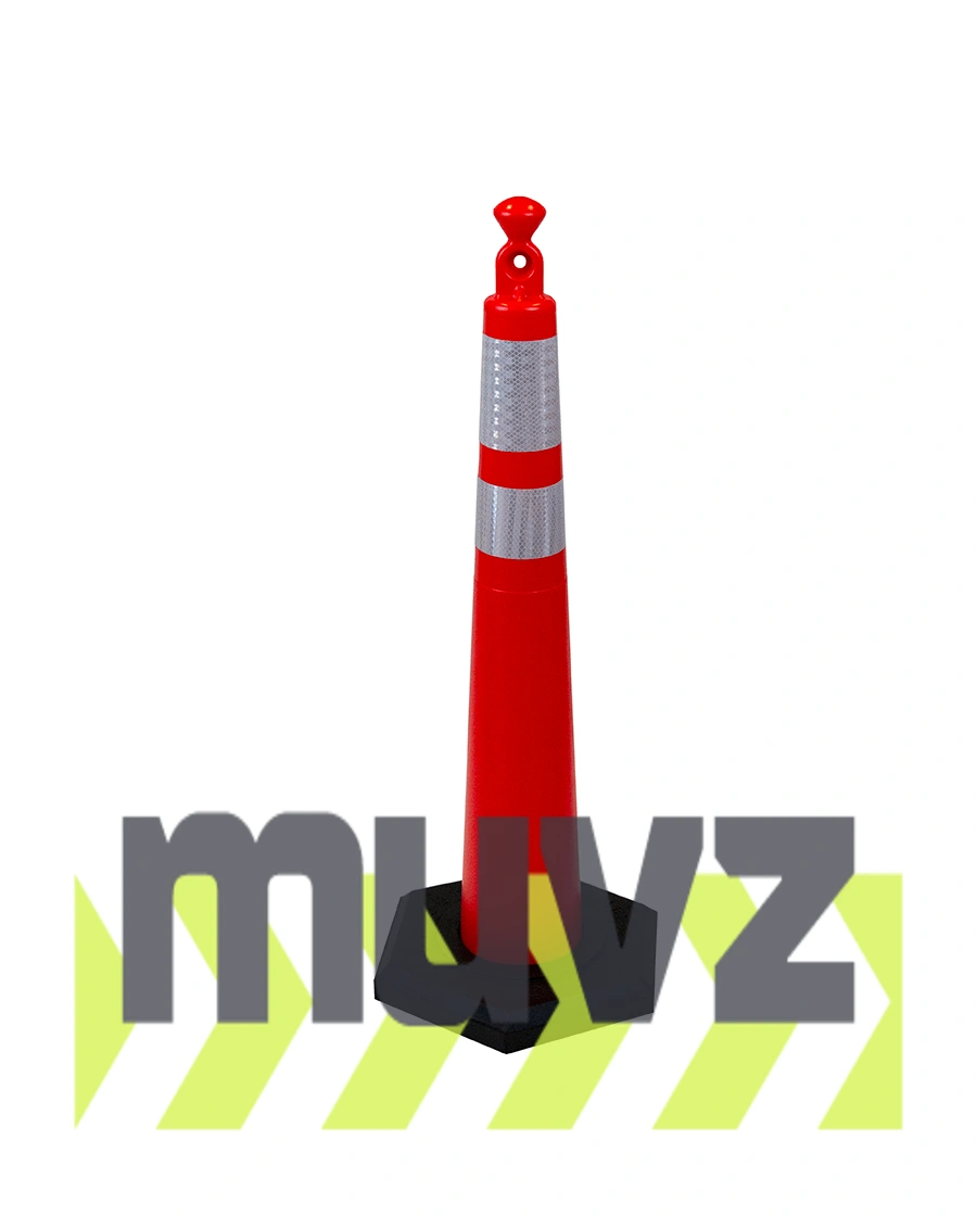 42\" Grabber Cone with 6\" \u0026 4\" Reflective Collar and 16 Lb. Recycled Rubber Base