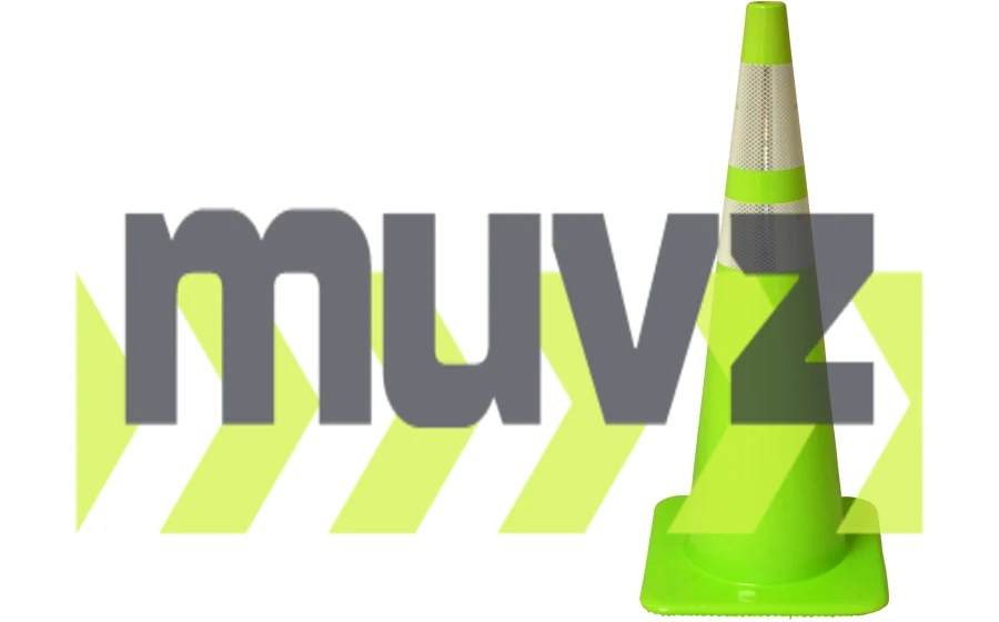 Lime 36\" Flow Molded Traffic Cone w/ 6\" \u0026 4\" Reflective Collars