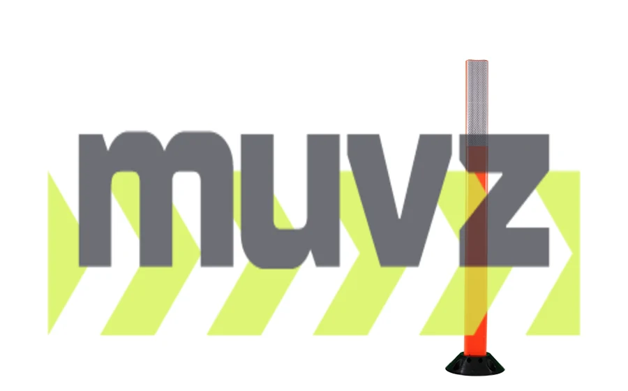 42\" Orange Cloverleaf Delineator w/ two (2) 3\" white reflective collars \u0026 Asphalt Mounting Hardware