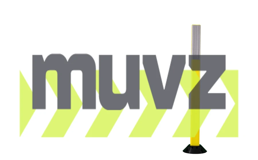 42\" Yellow Cloverleaf Delineator w/two (2) 3\" white reflective collars \u0026 Adhesive Mounting Hardware