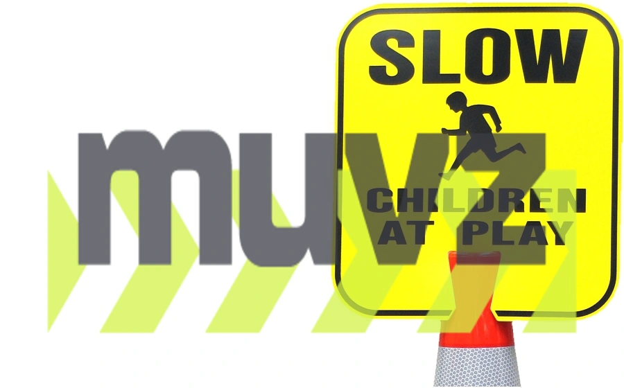 Double Sided, Non-Reflective, Slow Children At Play Clip-On-Sign