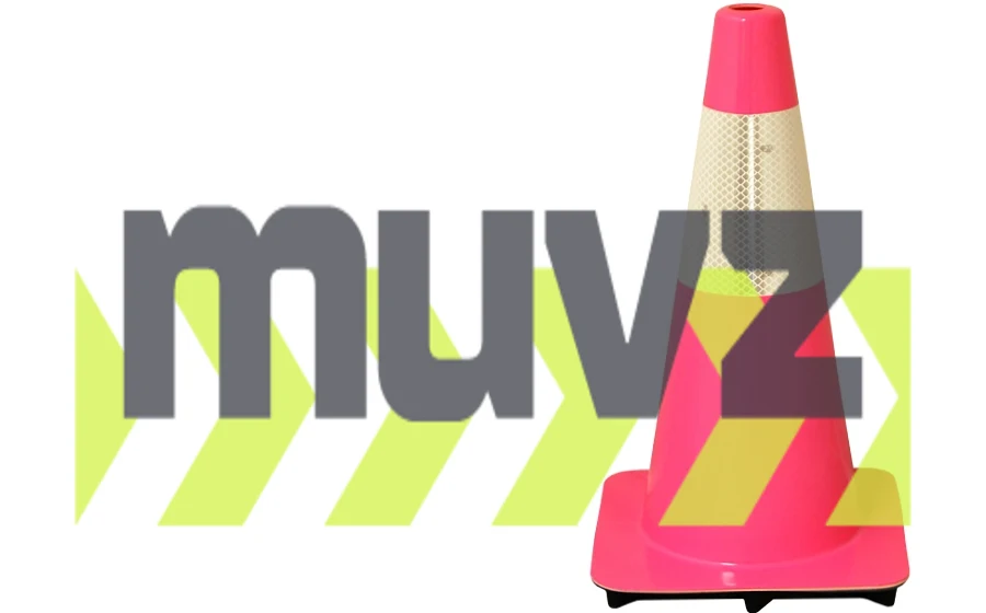 Pink 18\" Flow Molded Traffic Cone w/6\" Reflective Collar