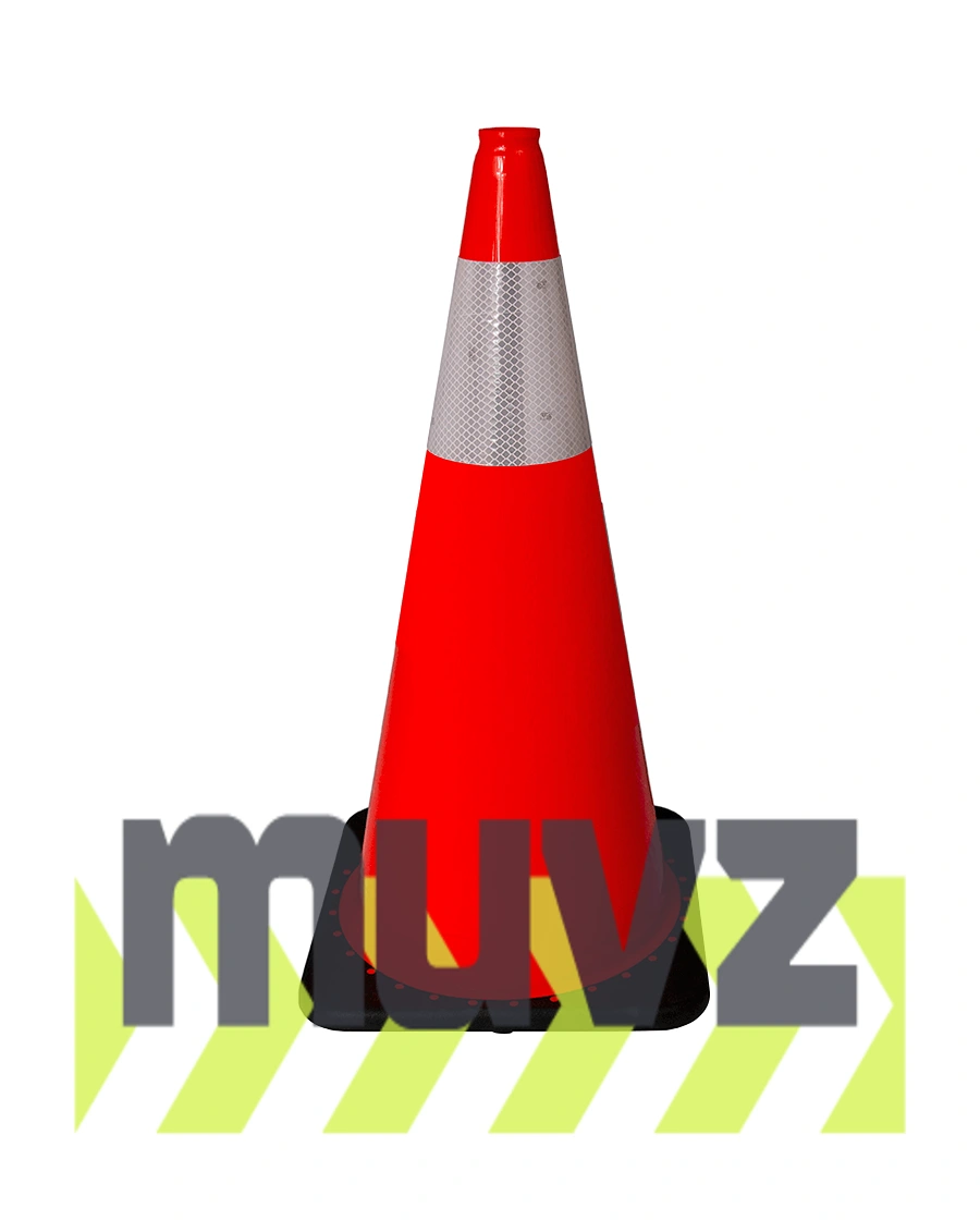 Orange 28\" 5.5 Lb. Black Base Cone with 6\" Reflective Collar