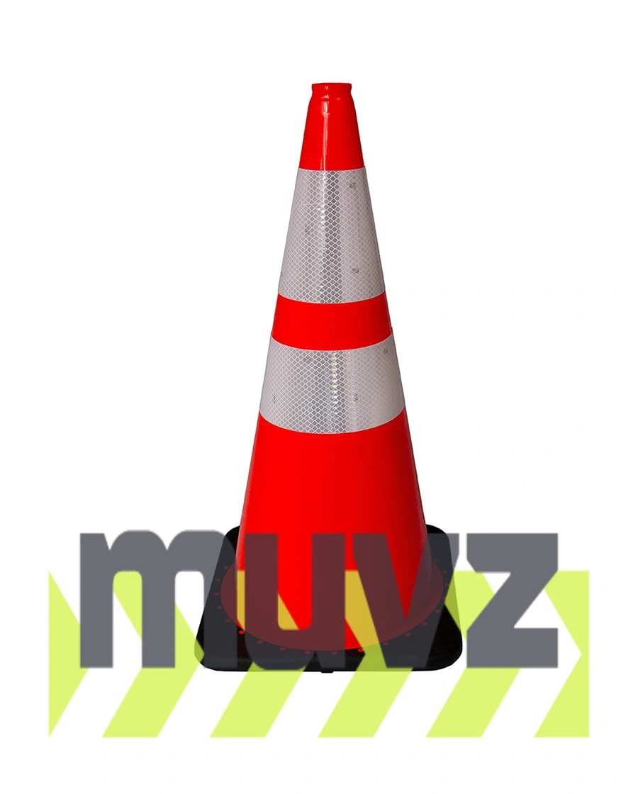Orange 28\" 5.5 Lb. Black Base Cone with 6\" \u0026 4\" Reflective Collar