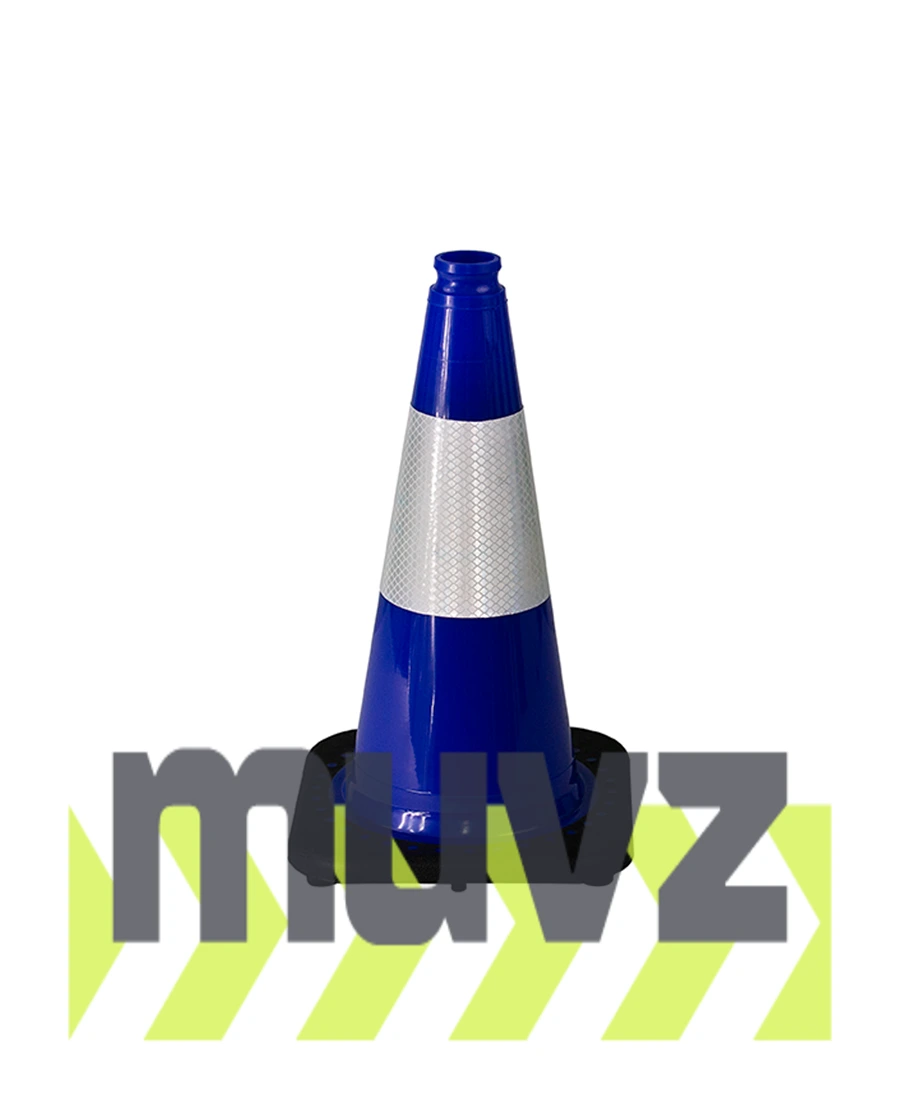 Blue 18\" Black Base Cone with 6\" Reflective Collar