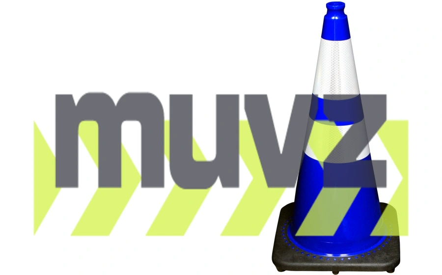 28\" Blue Traffic Cone w/6\" \u0026 4\" Reflective Collars