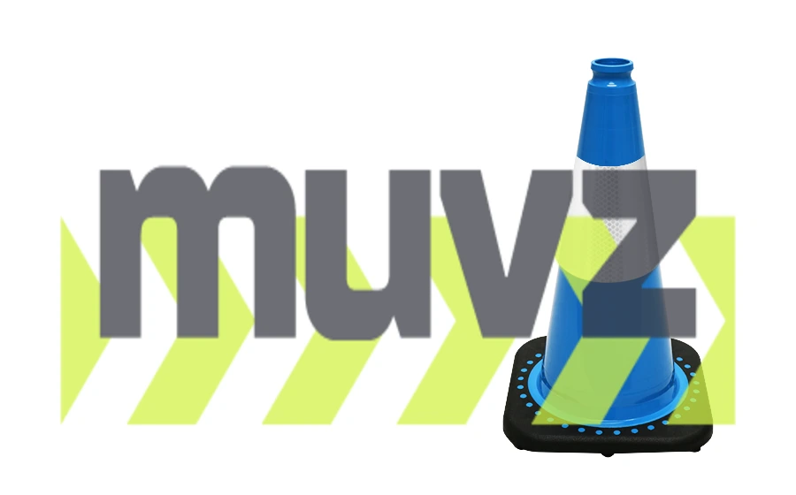 Light Blue 18\" Black Base Cone w/6\" Reflective Collar