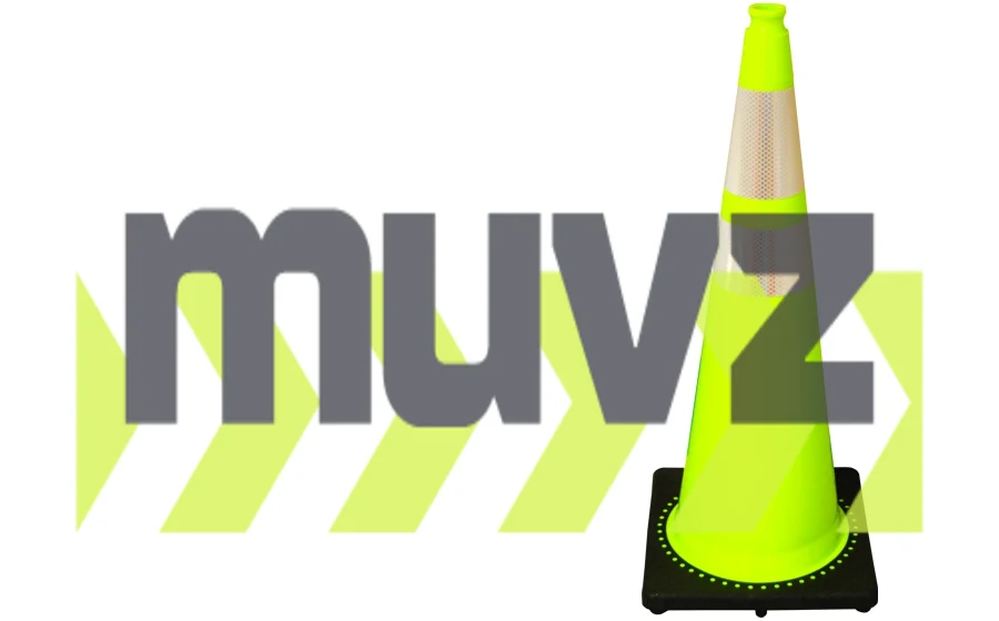 36\" 10 lb. Lime Black Base Traffic Cone with 6\" \u0026 4\" Reflective Collars