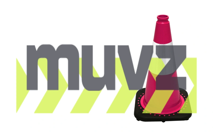Pink 18\" Black Base Cone with 6\" Reflective Collar