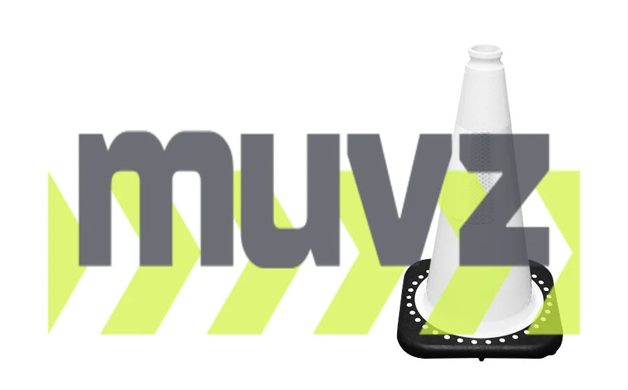 White 18\" Black Base Cone with 6\" Reflective Collar