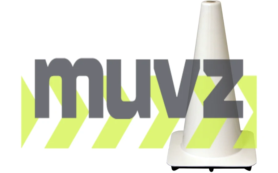 White 18\" Flow Molded Traffic Cone