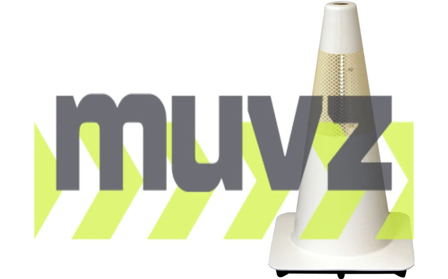 White 18\" Flow Molded Traffic Cone w/6\" Reflective Collar