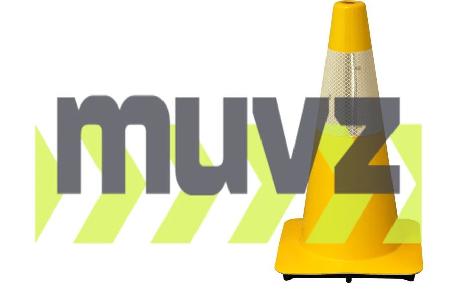 Yellow 18\" Flow Molded Traffic Cone w/6\" Reflective Collar