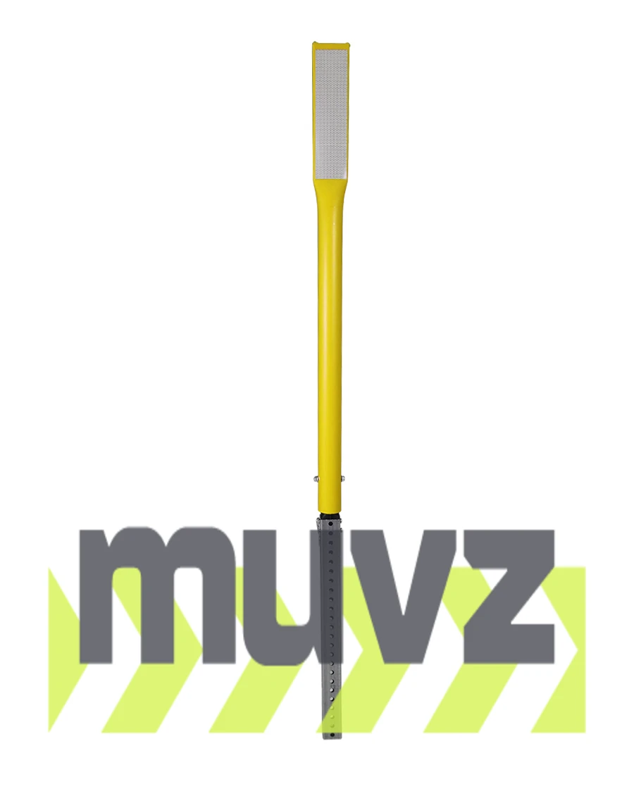 48\" Yellow Driveable Delineator with 12\" X 3\" White Reflective Sheeting