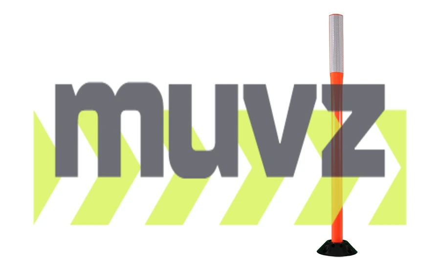 48\" Orange Flat Faced Delineator with one (1) 2\"X 12\" white reflective strip \u0026 Adhesive Pads