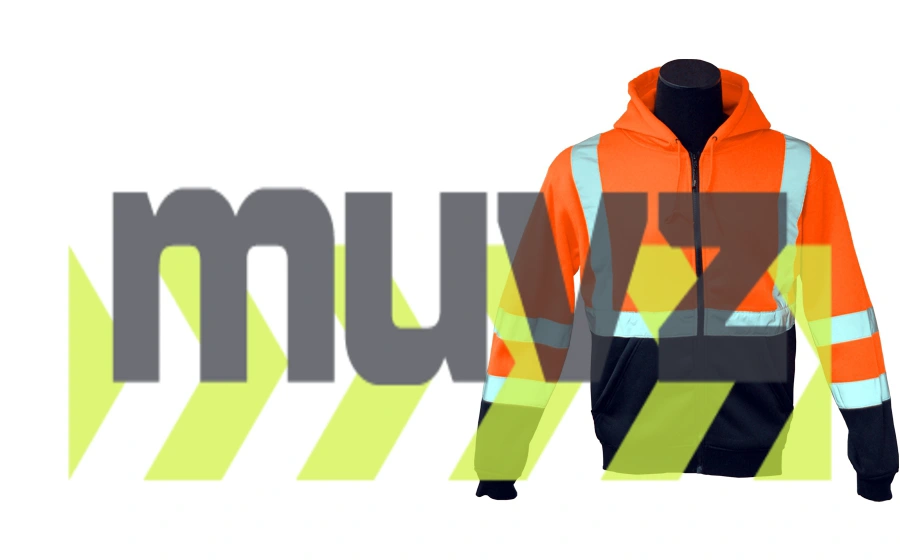 Class 3, Orange, Hooded Full Zipper Sweatshirt, Large