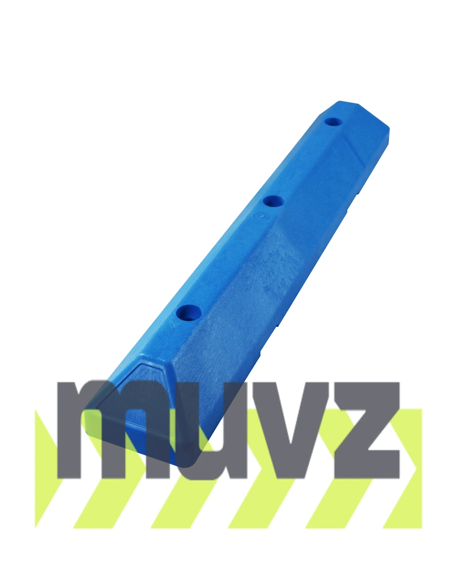 3\u0027 Blue Recycled Plastic \u0027Commercial\u0027 Parking Block w/three 14\" Galvanized Rebar Steel Spikes