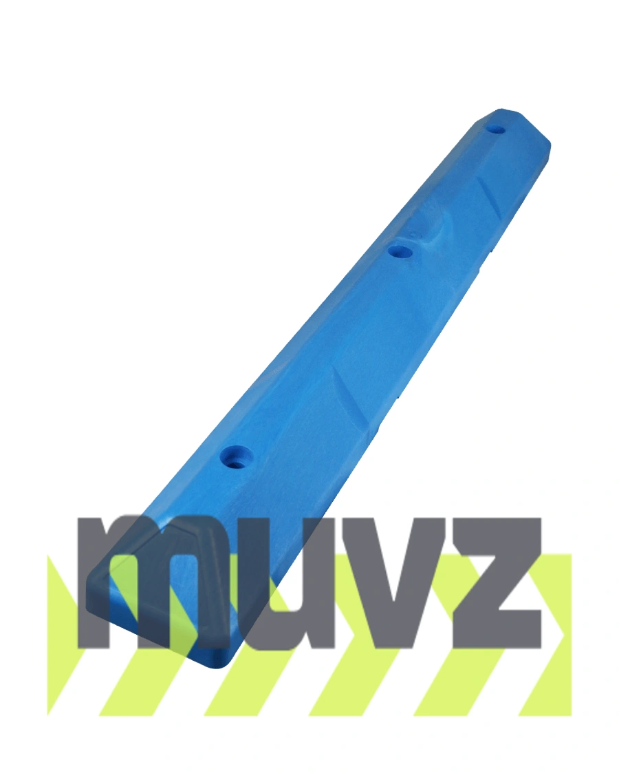 4\u0027 Blue Recycled Plastic \u0027Commercial\u0027 Parking Block w/three 14\" Galvanized Rebar Steel Spikes