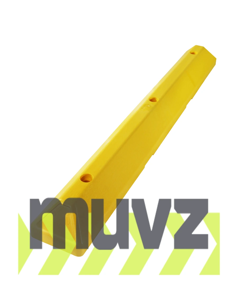 4\u0027 Yellow Recycled Plastic \u0027Commercial\u0027 Parking Block w/three 12\" Galvanized Steel Spikes