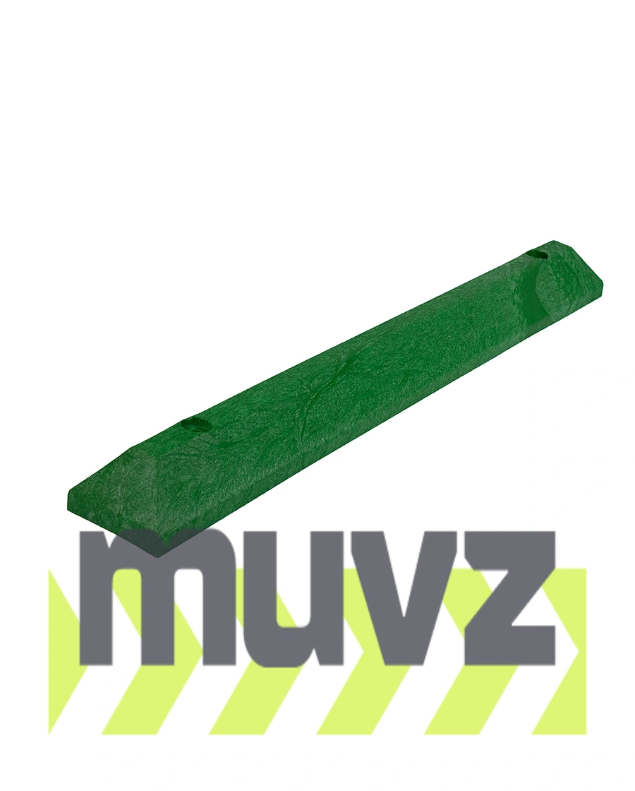 4\u0027 EV Green, Heavy-Duty Solid Recycled Plastic Parking Block w/ 8\" Lags \u0026 Anchors