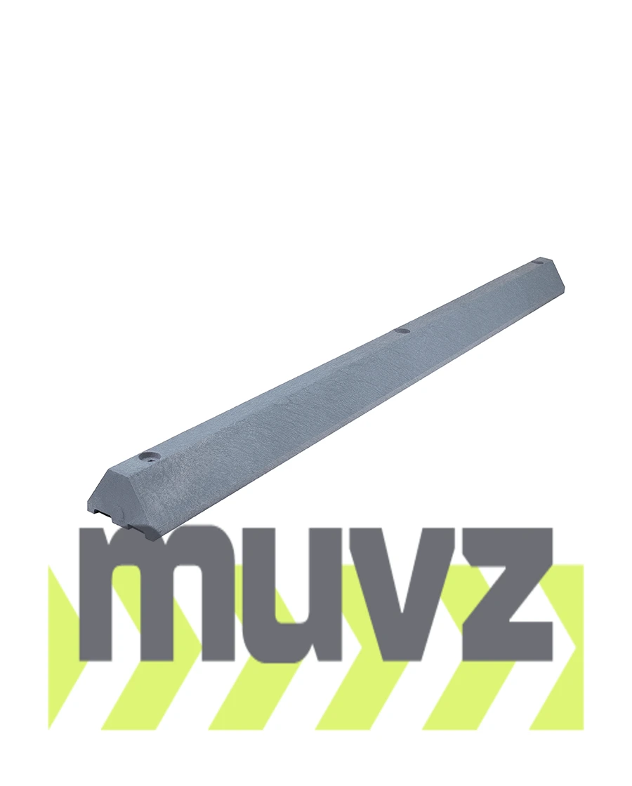 6\u0027, 4\" Tall, \u0027Industrial\u0027 Gray Recycled Plastic Parking Block w/14\" Galvanized Rebar Steel Spikes