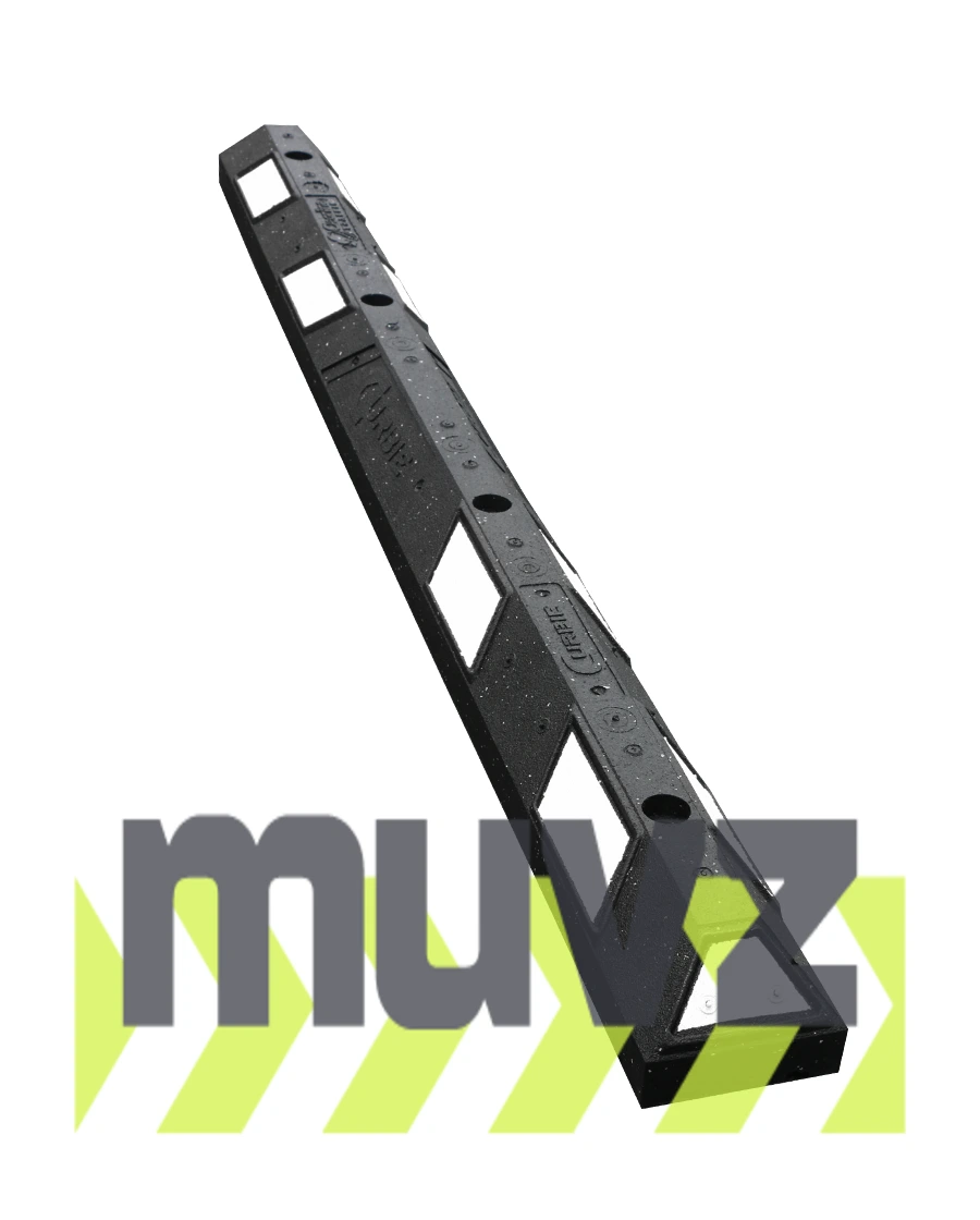 6\u0027 Black \u0026 White \u0027Curbie\" Recycled Rubber Parking Block w/Four (4) Wedge Bolt Fasteners