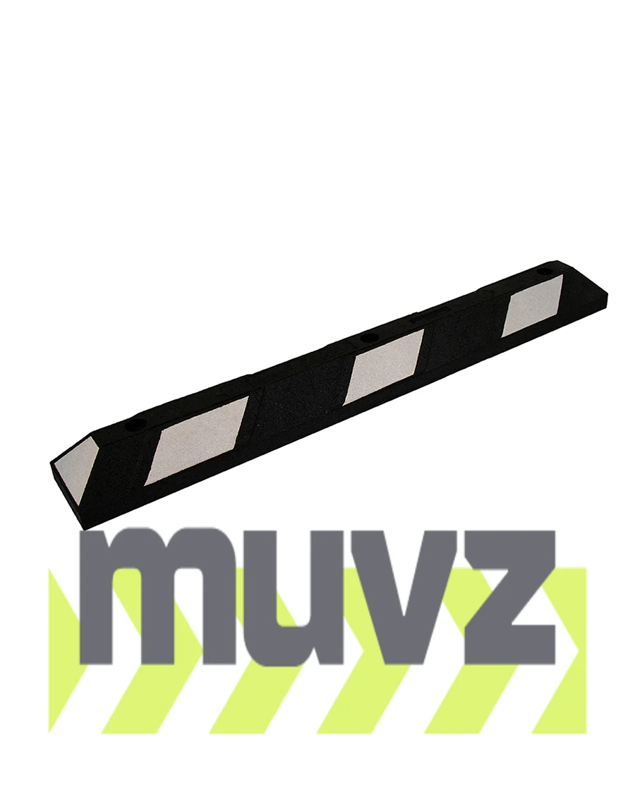 4\u0027 Recycled Rubber Parking Block w/White Reflective Tape \u0026 Lag Bolts for Concrete