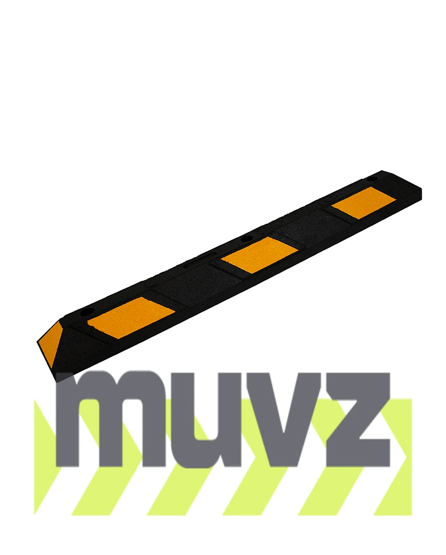 4\u0027 Recycled Rubber Parking Block w/Yellow Reflective Tape \u0026 Lag Bolts for Concrete