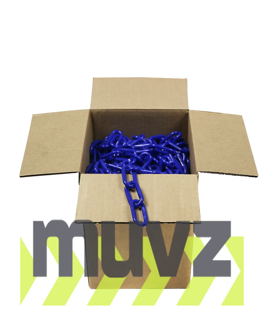 100\u0027 Box of Blue 2\" Link, Standard Plastic Chain