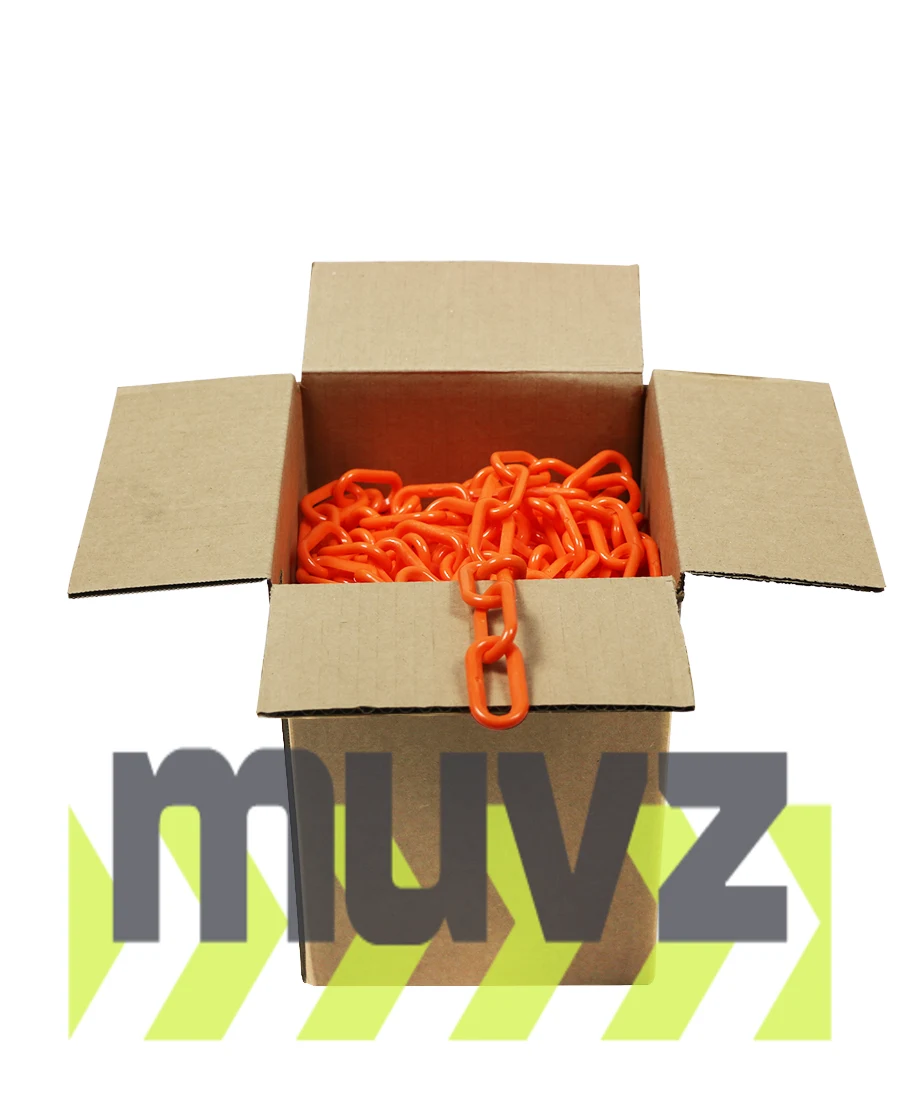 100\u0027 Box of Orange 2\" Link, Standard Plastic Chain