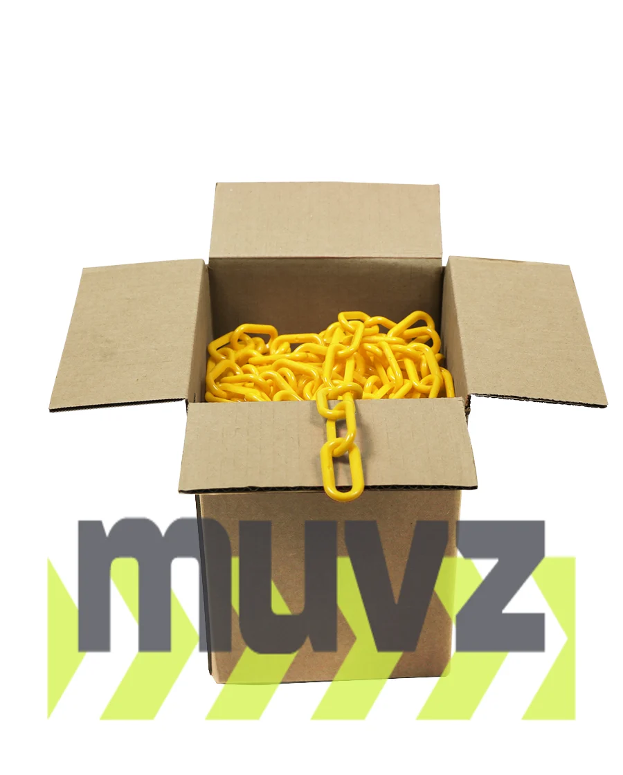 100\u0027 Box of Yellow 2\" Link, Standard Plastic Chain