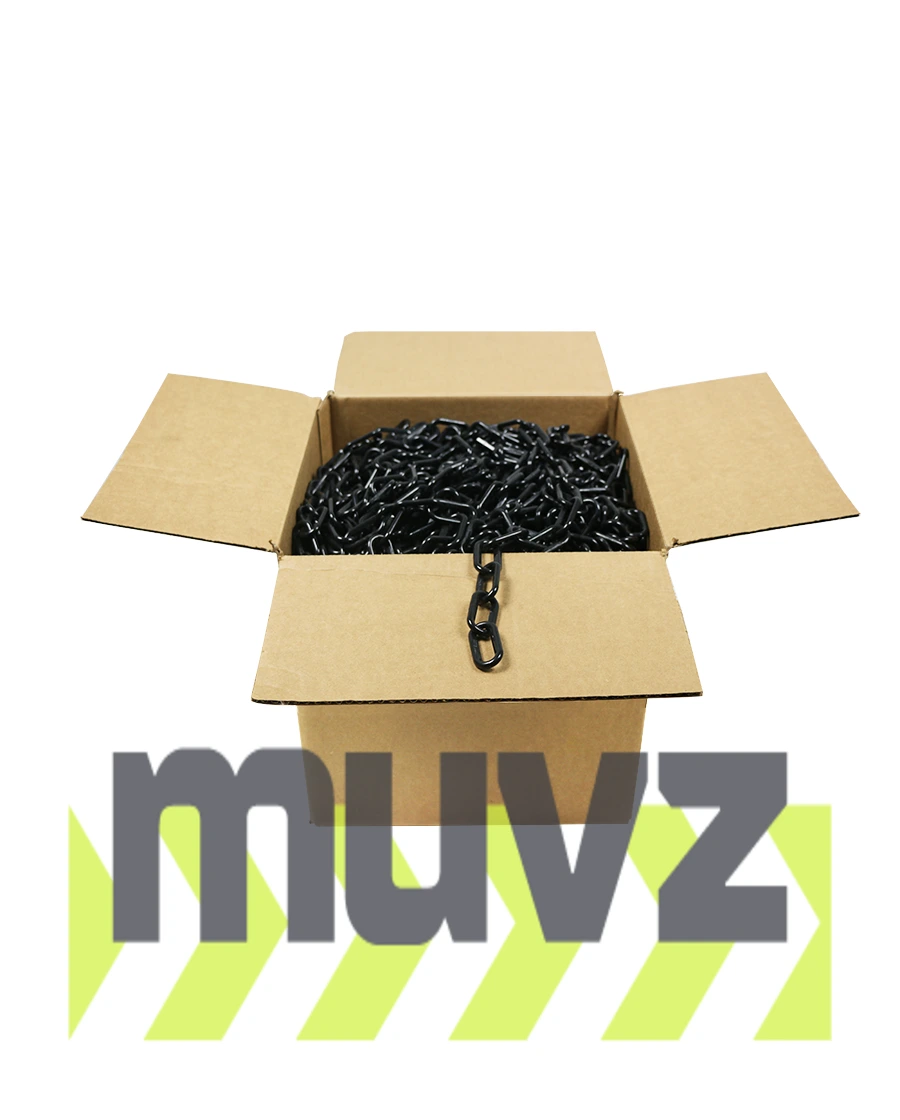500\u0027 Box of Black 2\" Link, Standard Plastic Chain