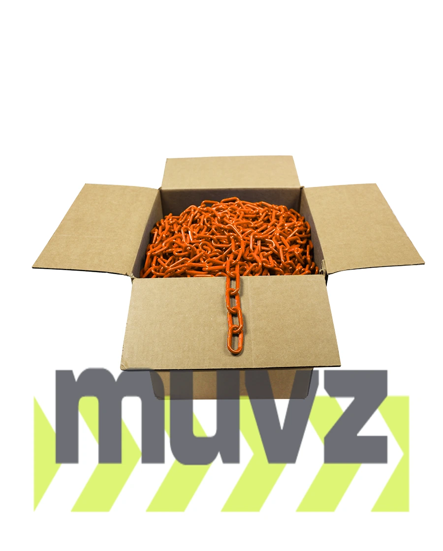 500\u0027 Box of Orange 2\" Link, Standard Plastic Chain