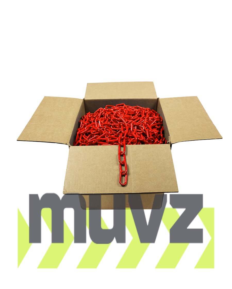 500\u0027 Box of Red 2\" Link, Standard Plastic Chain