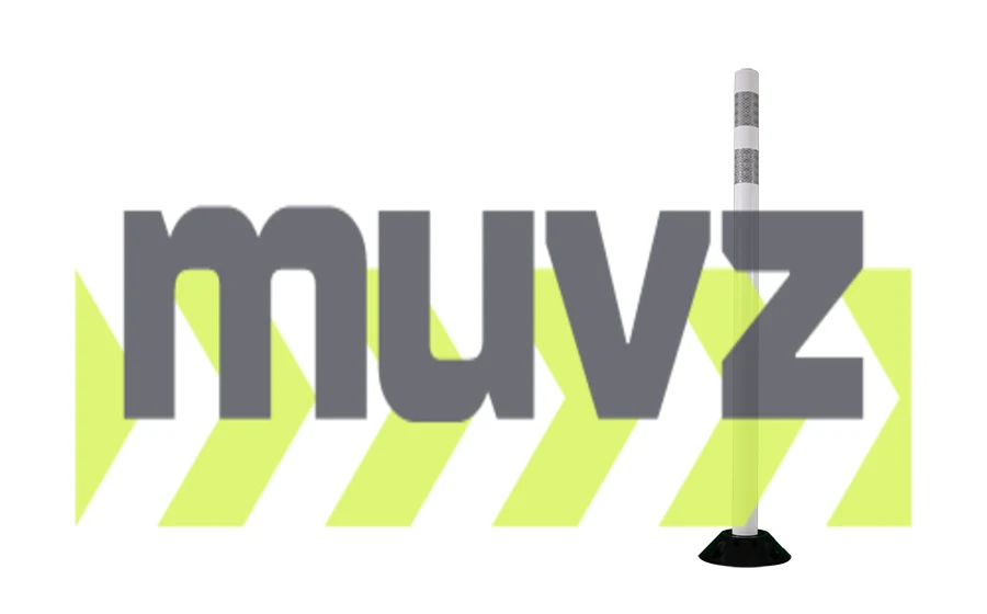 48\" White Round Delineator with two (2) 3\" white reflective collars with Asphalt Mounting Hardware