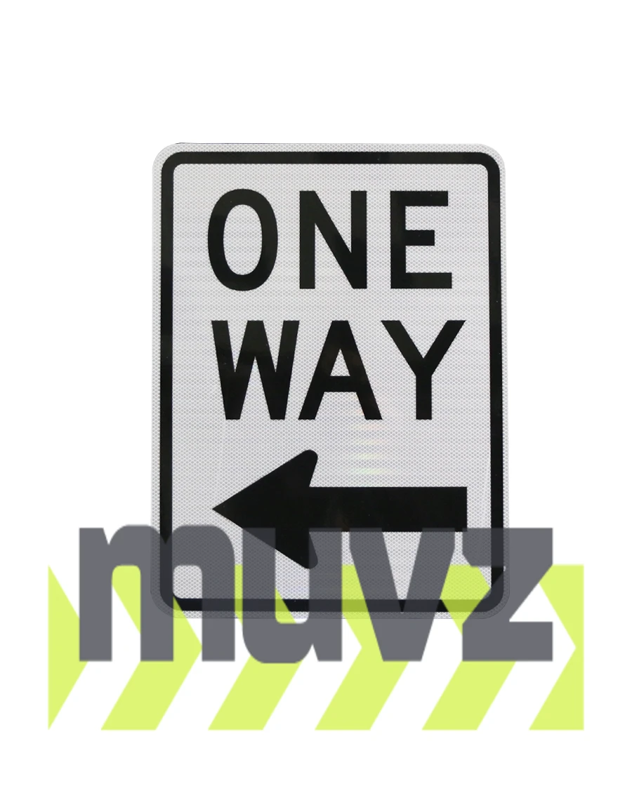 One Way with Left Arrow (Under Words) Sign