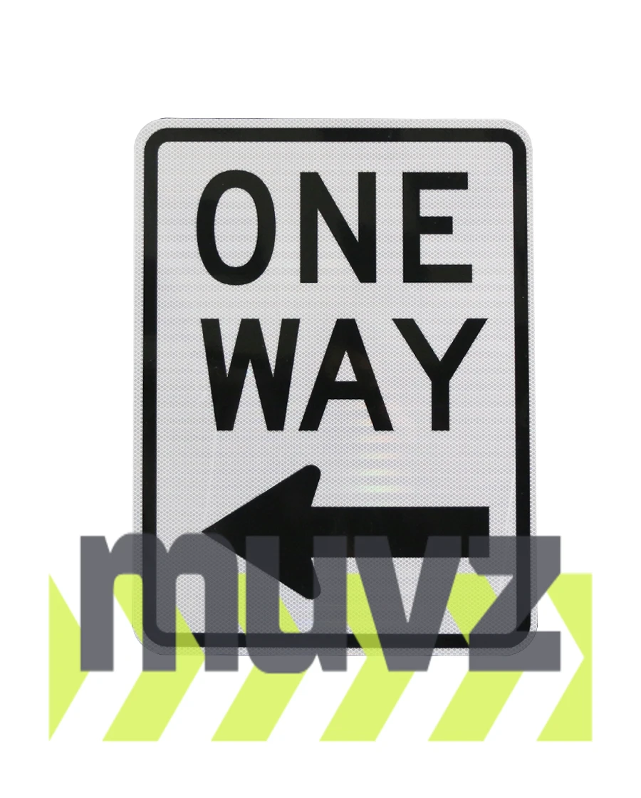 One Way with Left Arrow (Under Words) Sign