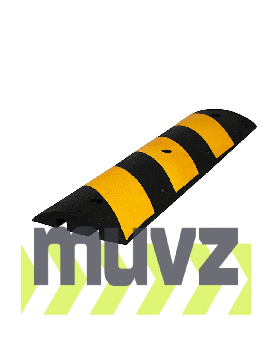 4\u0027 Reflective, Recycled Rubber Speed Bump w/ 12\" Galvanized Steel Spikes