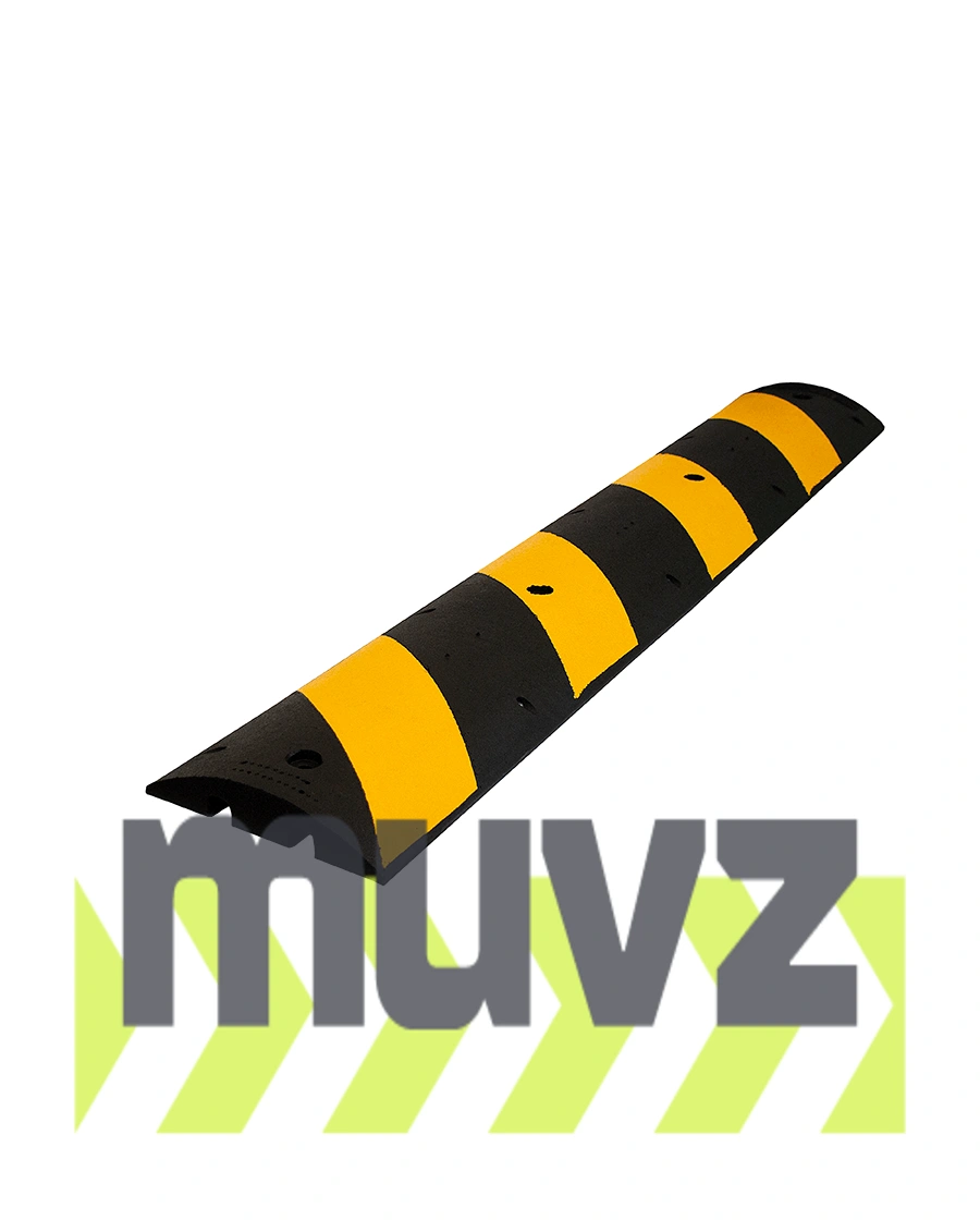 6\u0027 Reflective, Recycled Rubber Speed Bump w/ 12\" Galvanized Steel Spikes